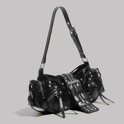 Midnight Studded Gothic Shoulder Bag