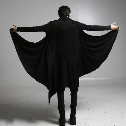 Black Hooded Asymmetric Draped Cape