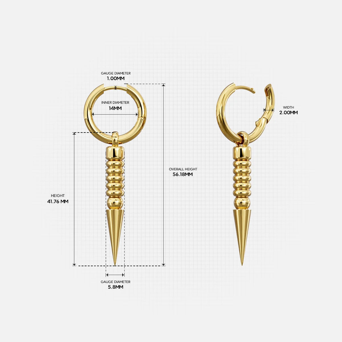 THORN DROP HOOPS EARRINGS