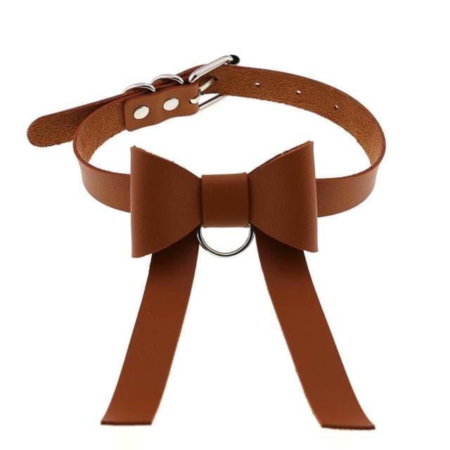 Bowknot Leather Choker - Creepy Goth
