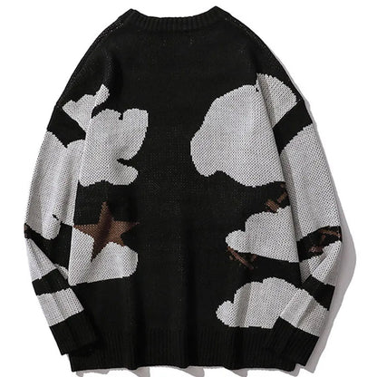 Black Cartoon Character Knit Sweater