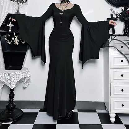 Shadow Batwing Gothic Maxi Dress