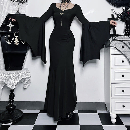 Shadow Batwing Gothic Maxi Dress