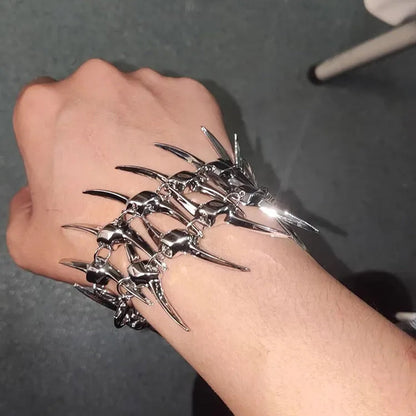 Men's Silver Gothic Claw Cuff Bracelet - primary photo, shown with a person (1 of 2)