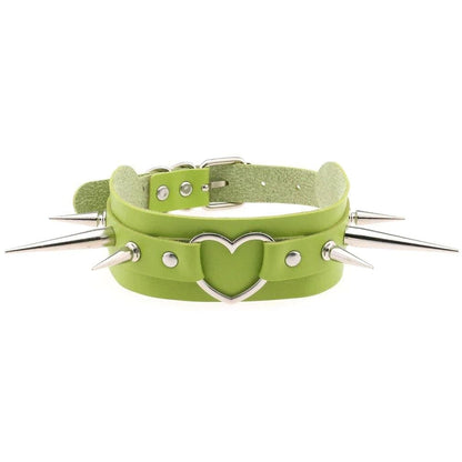 Long Spike Heart Choker Necklace - Creepy Goth
