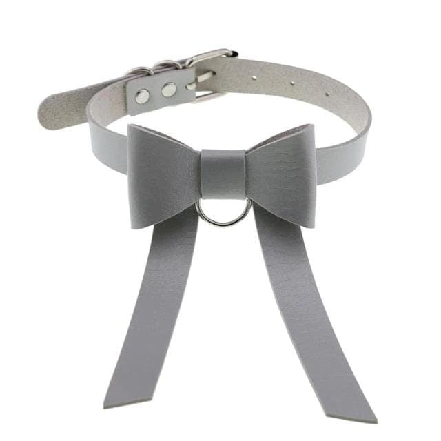 Bowknot Leather Choker - Creepy Goth