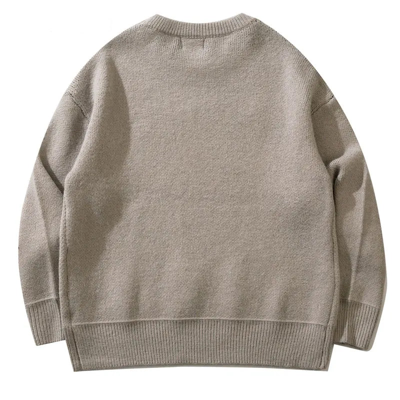 Gray White Doberman Graphic Sweater