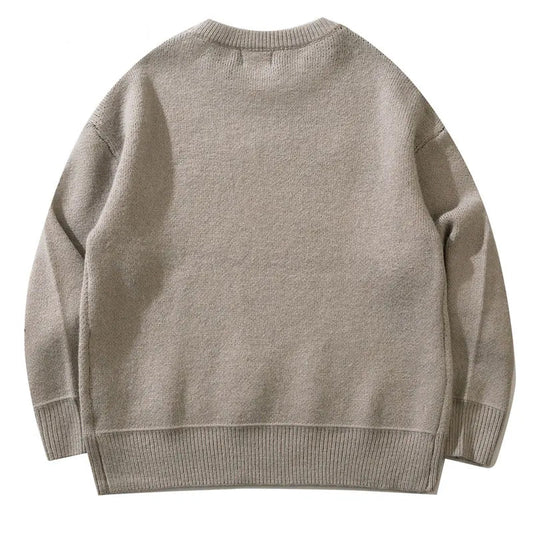 Gray White Doberman Graphic Sweater