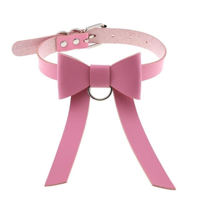 Bowknot Leather Choker - Creepy Goth
