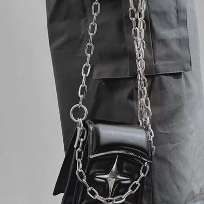 Women's Black Glossy Star Chain Crossbody Bag - primary lifestyle photo (1 of 2)