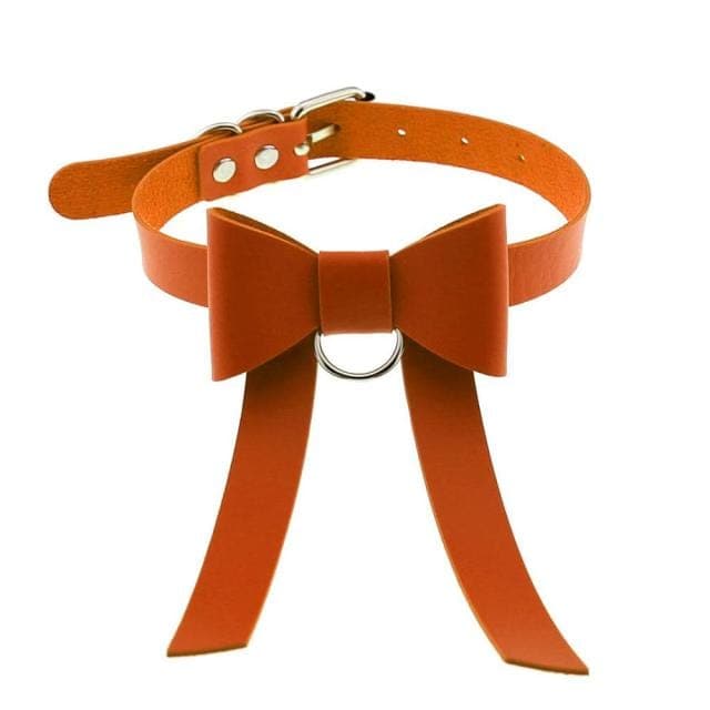 Bowknot Leather Choker - Creepy Goth