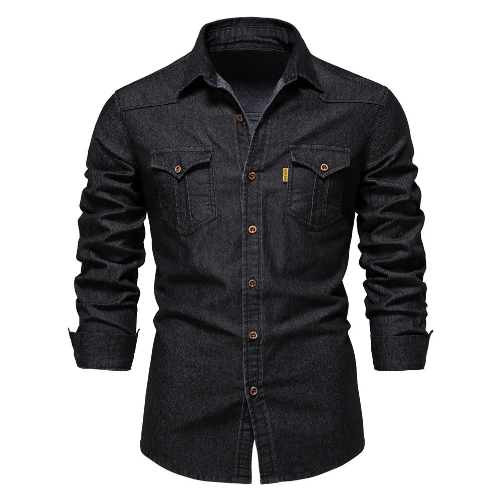 Denim Long Sleeve Shirt - front studio view (1 of 5)