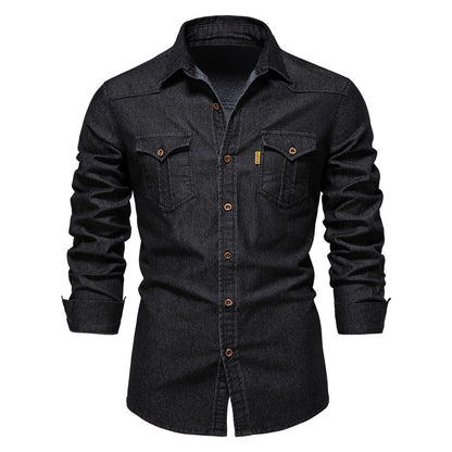 Denim Long Sleeve Shirt - front studio view (1 of 5)