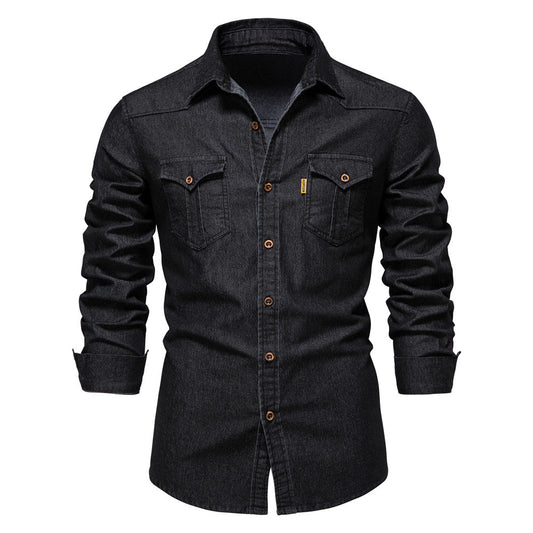 Denim Long Sleeve Shirt - front studio view (1 of 5)