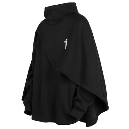 Unisex Black Gray Oversized Hooded Cloak - front studio view (1 of 4)