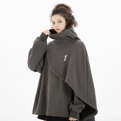 Unisex Black Gray Oversized Hooded Jacket