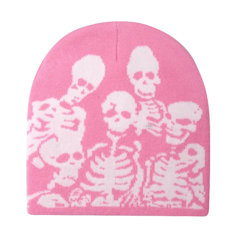 Unisex Skull Beanie - alternate view, shown with a person (3 of 4)