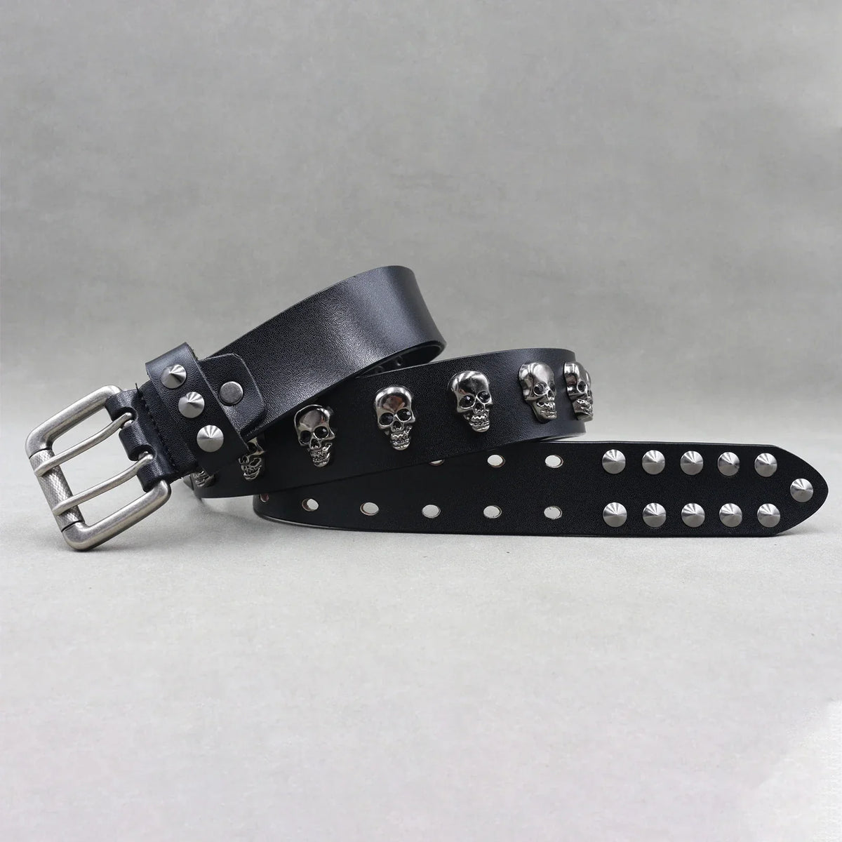 Skull Leather Black Accessories Belt