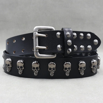 Men's Skull Leather Belt Black - alternate studio view (4 of 4)
