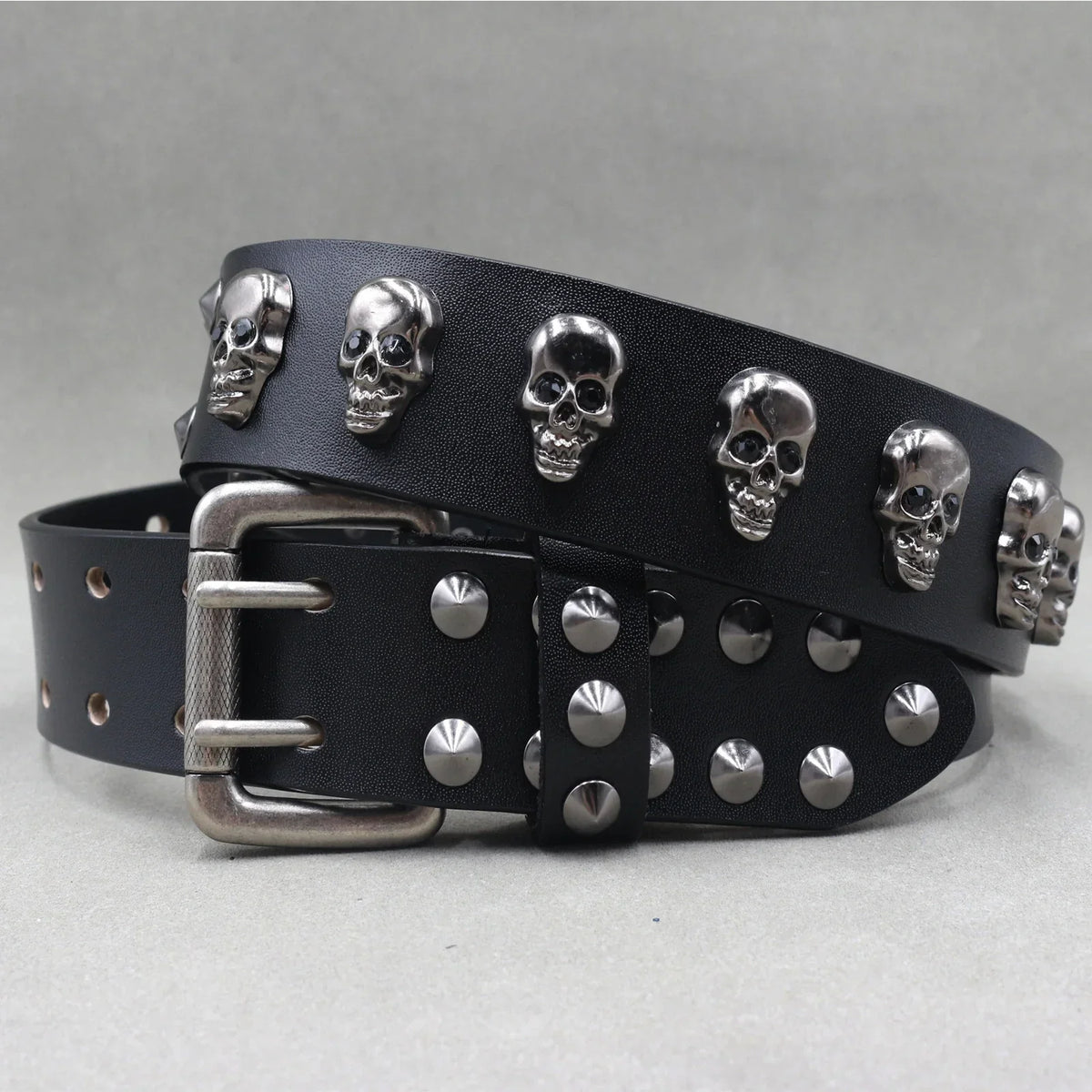Skull Leather Black Accessories Belt