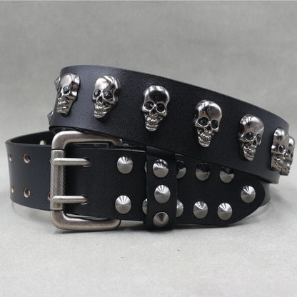 Skull Leather Black Accessories Belt