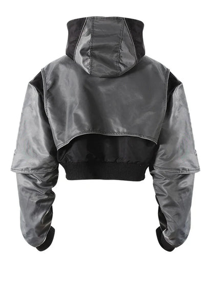 Women's Hooded Bomber Gray