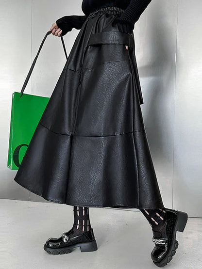 Black Flared Midi Skirt