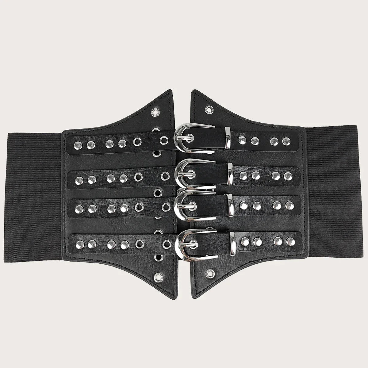 Black Studded Four-Buckle Corset