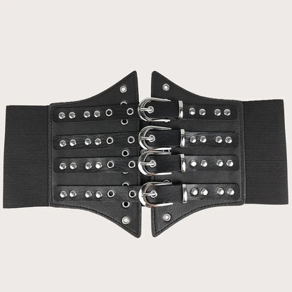 Black Studded Four-Buckle Corset