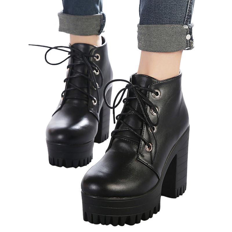 Gothic Lace-Up High Heels