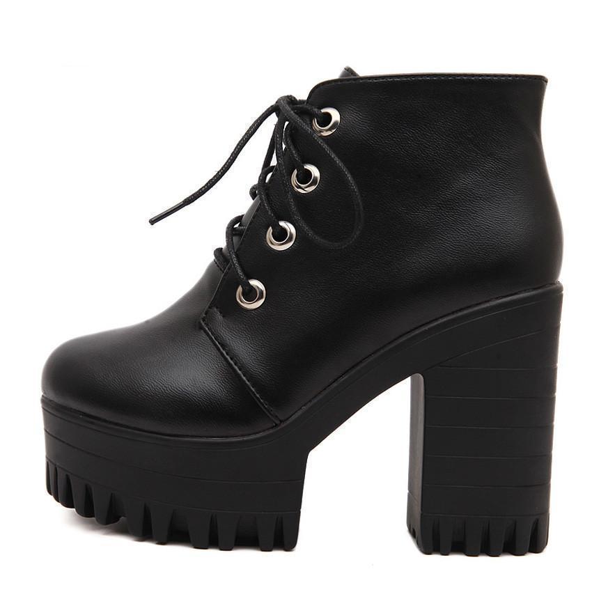 Gothic Lace-Up High Heels