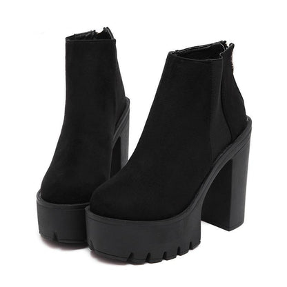 Women's Black Suede Chelsea Platform Ankle Boots - front studio view (1 of 6)