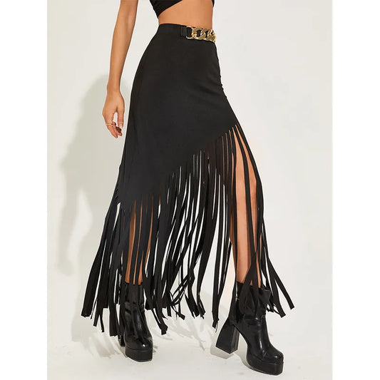 Black Cotton Maxi Skirt