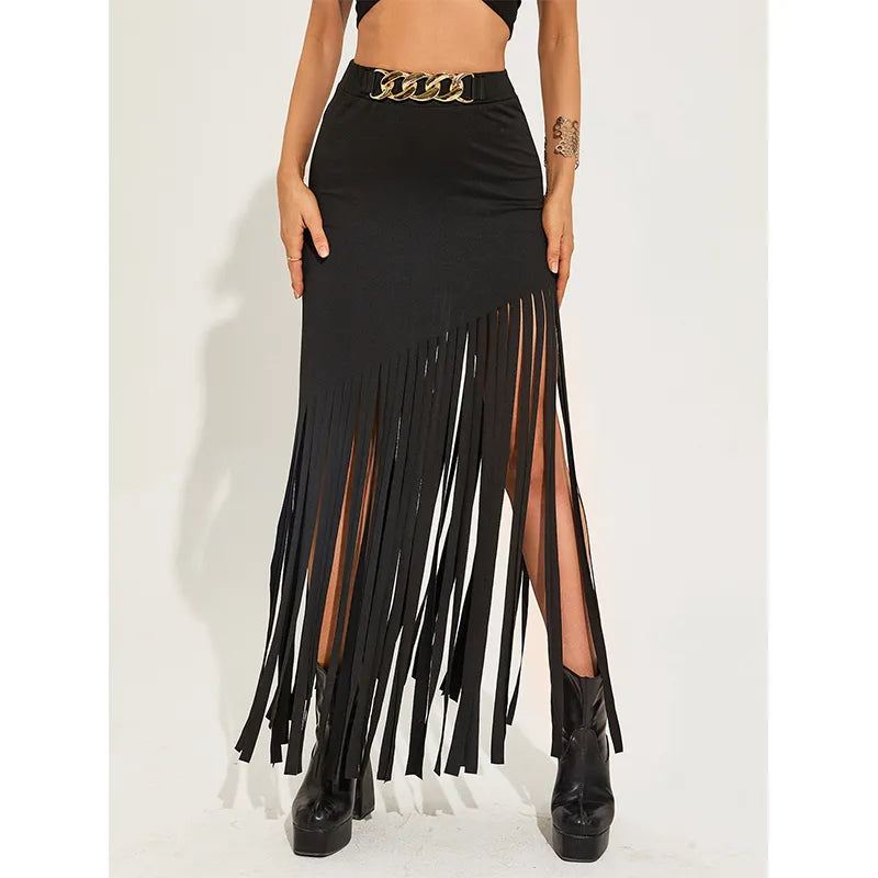 Black Cotton Maxi Skirt