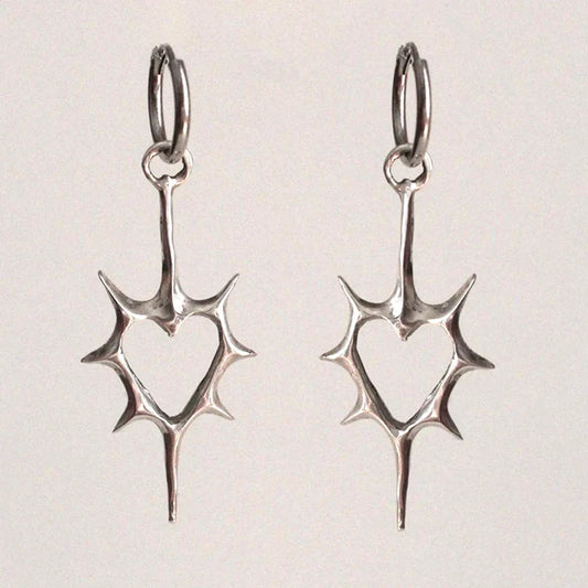 Goth Heart Earrings - primary photo, shown with a person