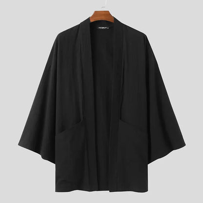 Black Kimono Open-Front Cardigan Top
