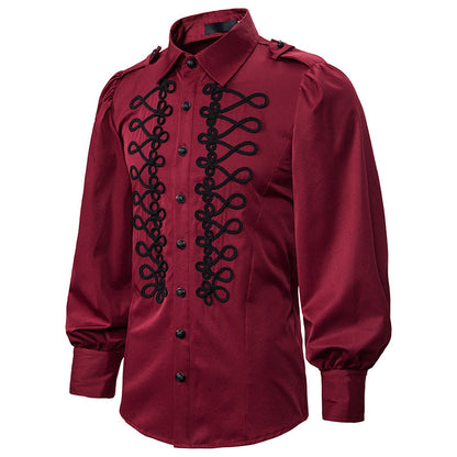 Black Red Blue Frogged Bishop Shirt