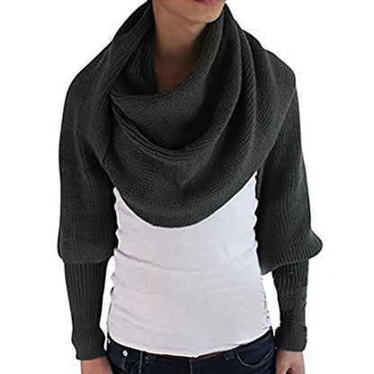 Navy Ribbed Knit Sleeve Wrap Jacket