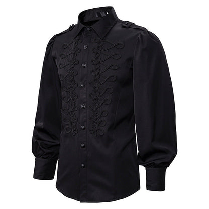 Black Red Blue Frogged Bishop Shirt