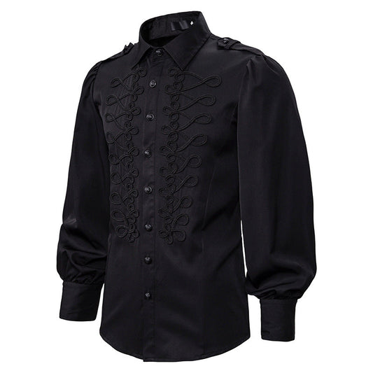 Black Red Blue Frogged Bishop Shirt