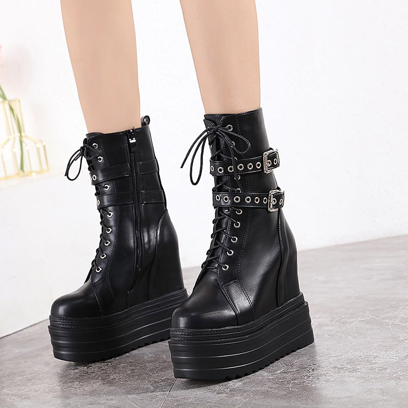 Goth Buckled High Tops - primary photo, shown with a person (1 of 9)