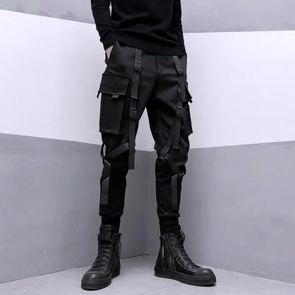 Men's Black Multi-Strap Tapered Cargo Joggers - primary lifestyle photo (1 of 3)
