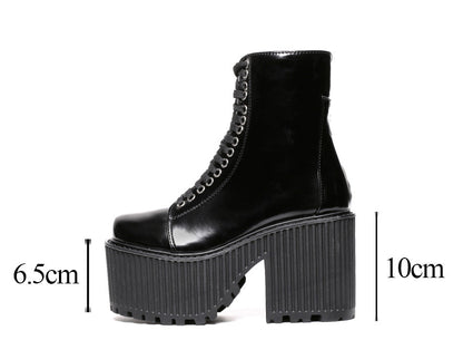 Shiny Stompers Lace-Up Boots