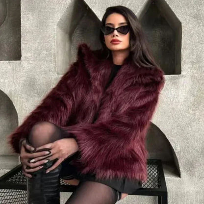 Women's Fur Coat Burgundy
