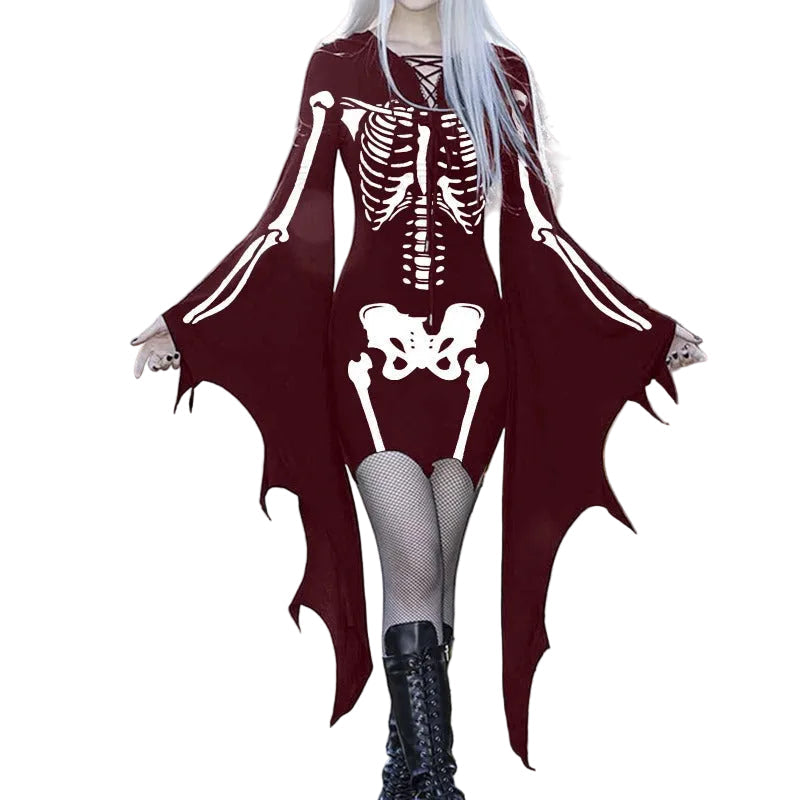 Vintage Skeleton Dress - alternate view, shown with a person (2 of 5)