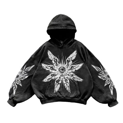 Women's Gothic Oversized Hoodie Black - front studio view (1 of 2)