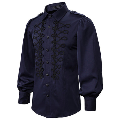 Black Red Blue Frogged Bishop Shirt