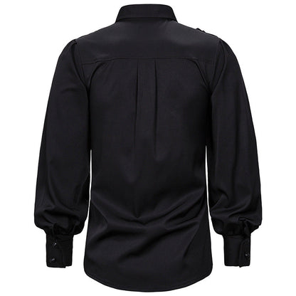 Black Red Blue Frogged Bishop Shirt