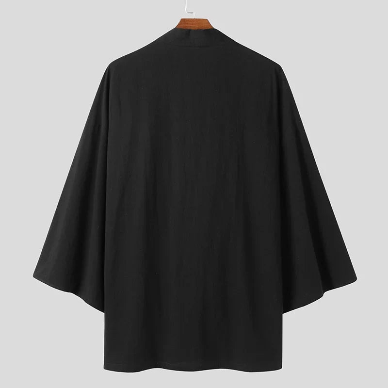 Black Kimono Open-Front Cardigan Top