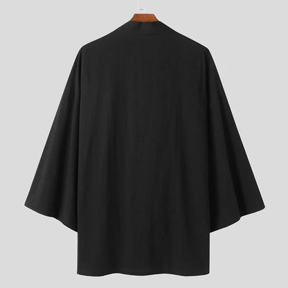 Black Kimono Open-Front Cardigan Top